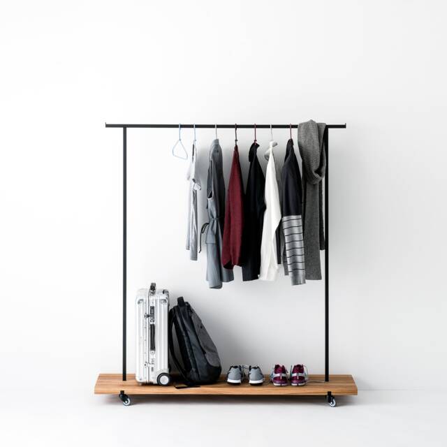 Large Oak Clothes Rack With Hanging & Storage Options - image 1