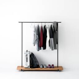 Large Oak Clothes Rack With Hanging & Storage Options
