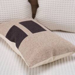 Tan Brown Stripe Lumbar Pillow Cover, Textured Woven Throw Case - thumbnail 2