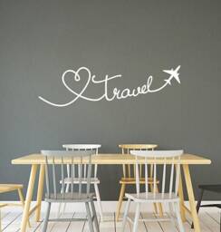 Love Travel Wall Decal Vinyl Sticker Adventure Decor Inspirational Saying Lettering Heart Airplane Art Home Room Bedroom 4Qs - thumbnail 1