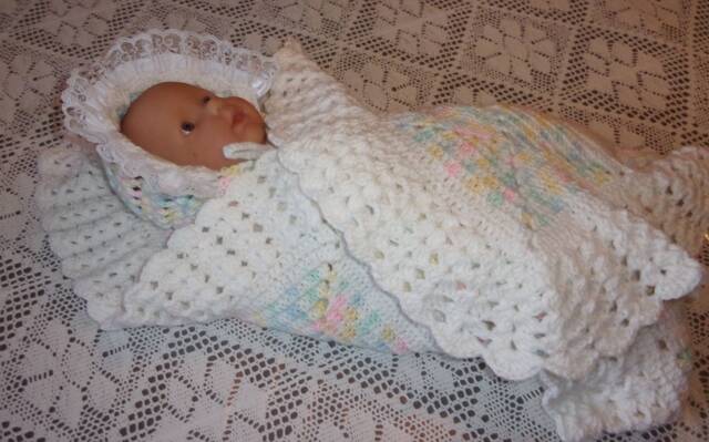 Crochet Baby Pastel Blanket With Boy Or Girl Hat Set Perfect Shower Gift For Take Me Home - image 1