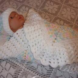Crochet Baby Pastel Blanket With Boy Or Girl Hat Set Perfect Shower Gift For Take Me Home - thumbnail 2