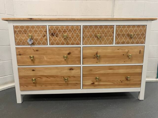 Large Boho Scandinavian Chest Of Drawers Painted Bespoke Stencilled - image 1