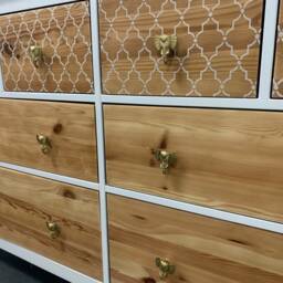 Large Boho Scandinavian Chest Of Drawers Painted Bespoke Stencilled - thumbnail 2