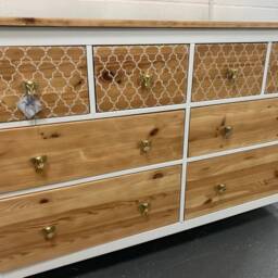 Large Boho Scandinavian Chest Of Drawers Painted Bespoke Stencilled - thumbnail 3