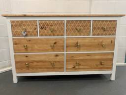 Large Boho Scandinavian Chest Of Drawers Painted Bespoke Stencilled - thumbnail 1