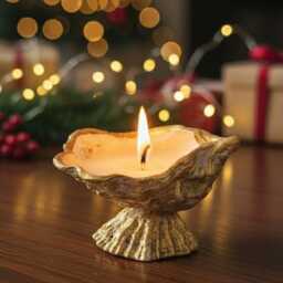 Handmade Oyster Shell Candle - Refillable Seashell Decor - thumbnail 3
