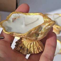 Handmade Oyster Shell Candle - Refillable Seashell Decor - thumbnail 2