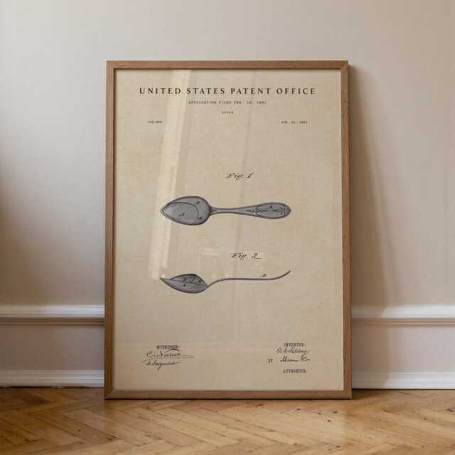 Spoon Patent Print Hand-Painted Watercolor Cook Chef Art Print - image 1
