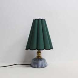 Handmade Dark Green Fabric Petal Lamp With Ceramic Base-17# - thumbnail 3