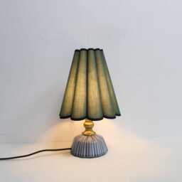 Handmade Dark Green Fabric Petal Lamp With Ceramic Base-17# - thumbnail 4