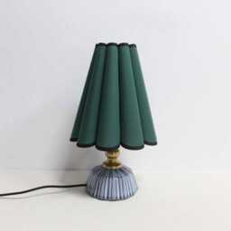 Handmade Dark Green Fabric Petal Lamp With Ceramic Base-17# - thumbnail 2