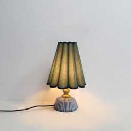Handmade Dark Green Fabric Petal Lamp With Ceramic Base-17# - thumbnail 1