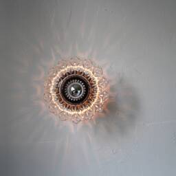 Sconce Lamp, Vintage Federal Glass Clear Flower Plate Shade, Flush Mount Wall Or Ceiling Lighting Fixture, Wire in Plug In, Bulb Included - thumbnail 2