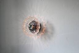 Sconce Lamp, Vintage Federal Glass Clear Flower Plate Shade, Flush Mount Wall Or Ceiling Lighting Fixture, Wire in Plug In, Bulb Included - thumbnail 1