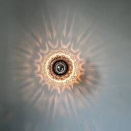 Sconce Lamp, Vintage Federal Glass Clear Flower Plate Shade, Flush Mount Wall Or Ceiling Lighting Fixture, Wire in Plug In, Bulb Included - thumbnail 4