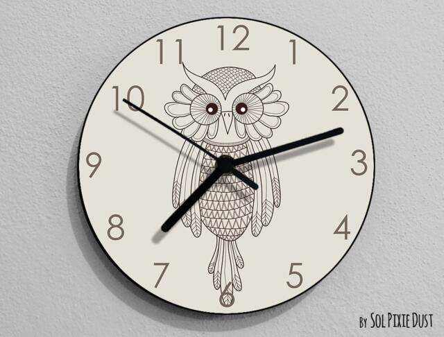 Owl Hand Drawing 2 Wall Clock - Kids Nursery Room, Teens Baby Room - image 1