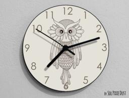 Owl Hand Drawing 2 Wall Clock - Kids Nursery Room, Teens Baby Room - thumbnail 1
