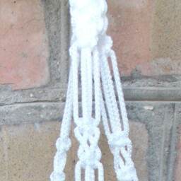 White Mini Plant Hanging Macrame Hanger 20 Inches 3mm Indoor Or Outdoor Decor Hanging Planter Wall Flower Pot - thumbnail 3