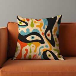 Psychedelic Eye Art Cushion Cover, Colorful Abstract Face Pillow Trippy Throw Case, Boho, Retro Or Modern Eclectic Decor - thumbnail 2