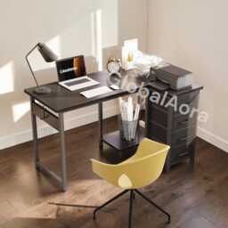 Computer Desk With Drawers, Black L Shaped Home Office Desk, Reversible Corner Workstation Storage - thumbnail 2