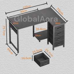 Computer Desk With Drawers, Black L Shaped Home Office Desk, Reversible Corner Workstation Storage - thumbnail 3
