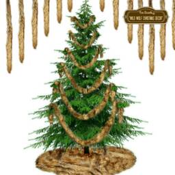 Faux Fur Christmas Tree Skirt - Shaggy Light Brown Wolf, Round - thumbnail 3