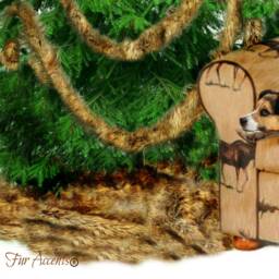 Faux Fur Christmas Tree Skirt - Shaggy Light Brown Wolf, Round - thumbnail 2