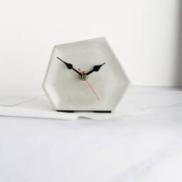 Geometric Concrete Clock - Handmade Diamond Desk Clock, Silent Sweep - thumbnail 2