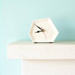 Geometric Concrete Clock - Handmade Diamond Desk Clock, Silent Sweep - thumbnail 3