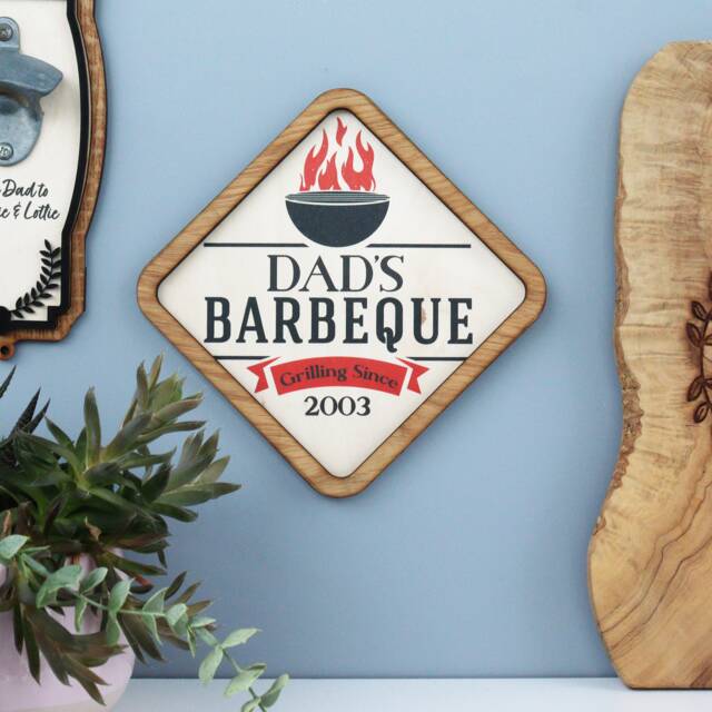Personalised Bbq Sign Plaque - Father's Day Gift For Dad Barbeque Summer Vibes Rustic Man Cave - image 1