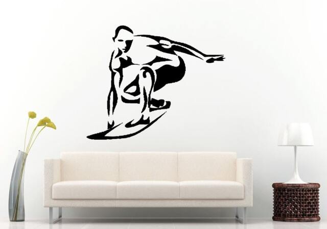 Surfer Surfing Surfboard Man Wall Decal Vinyl Sticker Mural Room Decor L919 - image 1