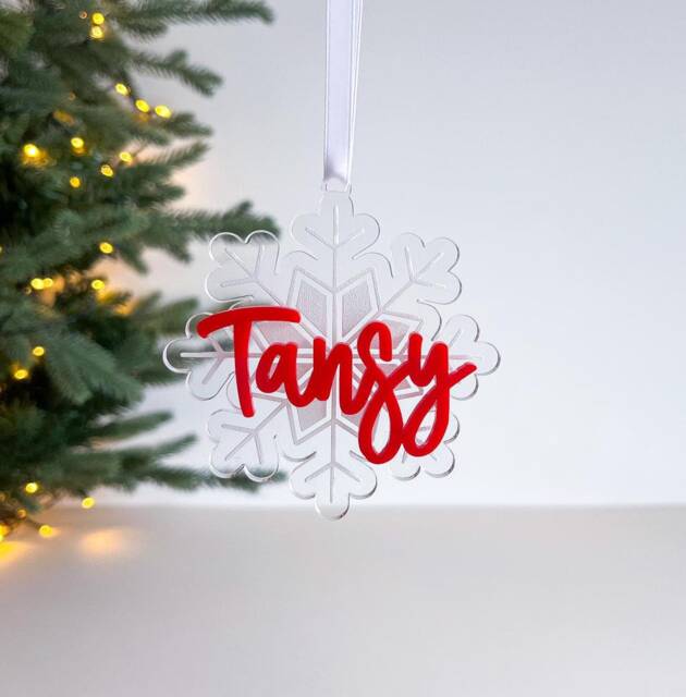 Personalized Acrylic Snowflake Christmas Ornament Engraved Name Bauble - image 1