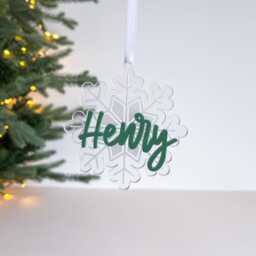 Personalized Acrylic Snowflake Christmas Ornament Engraved Name Bauble - thumbnail 3