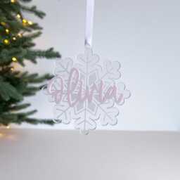 Personalized Acrylic Snowflake Christmas Ornament Engraved Name Bauble - thumbnail 2
