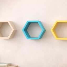 Multicolour Hexagon Nursery Shelf - Modular Wall Shelves For Kids Room & Playroom Build Your Own Set - thumbnail 3