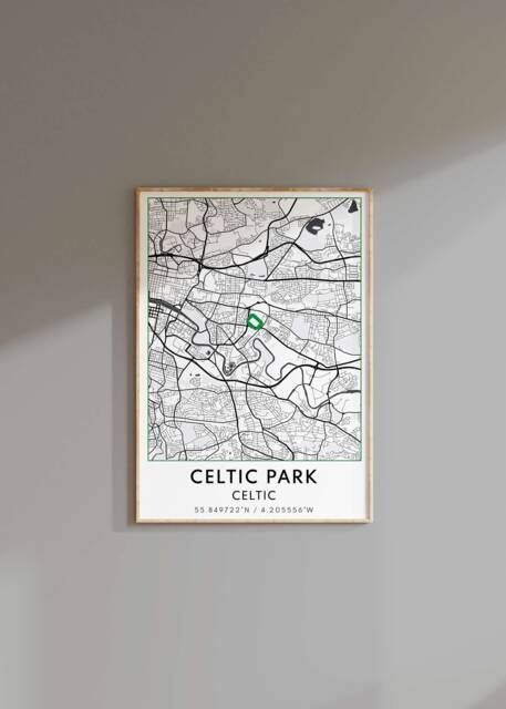 Celtic Park Stadium Map Art Print Football Club Gift - image 1
