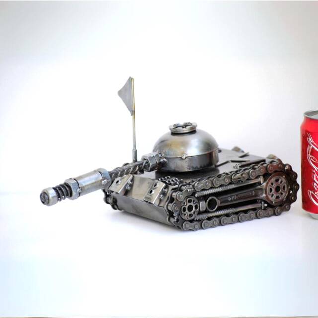 One-Of-A-Kind Metal Tank Sculpture, Industrial Fantasy D??cor, Valentine Gift For Him - image 1
