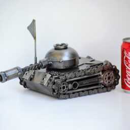 One-Of-A-Kind Metal Tank Sculpture, Industrial Fantasy D??cor, Valentine Gift For Him - thumbnail 2