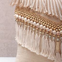 Light Beige Embroidered Bohemian, Bali Style Pillow Cover, Decorative Handmade Throw Cover, Cover Wlcc016 - thumbnail 2