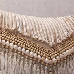 Light Beige Embroidered Bohemian, Bali Style Pillow Cover, Decorative Handmade Throw Cover, Cover Wlcc016 - thumbnail 3