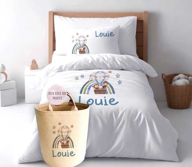 Safari Rainbow Print Duvet Cover Set Soft Microfibre Nursery Bedding - image 1