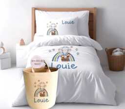 Safari Rainbow Print Duvet Cover Set Soft Microfibre Nursery Bedding - thumbnail 1