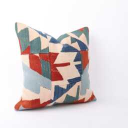 Handwoven Turkish Kilim Pillow Cover Boho Home Decor - 18x18 - thumbnail 3