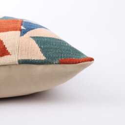 Handwoven Turkish Kilim Pillow Cover Boho Home Decor - 18x18 - thumbnail 4