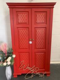 stunning Red Wardrobe With Gold Moroccan Pattern - thumbnail 1