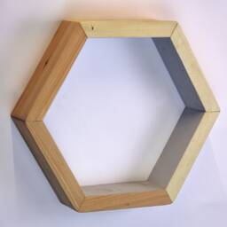 Floating Hexagon Shelf Geometric Wall Art Furniture Reclaimed Recycled Pallet Handmade UK Shelving Custom Rustic Modern Eco - thumbnail 2