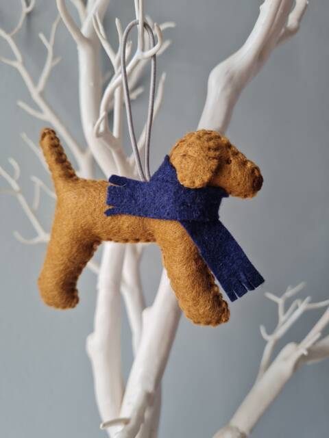Red Fox Labrador Decoration. Hanging Wool Felt Dog Decoration For Christmas Tree. Handmade Decoration, Xmas Tree Ornament - image 1