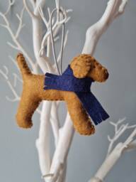 Red Fox Labrador Decoration. Hanging Wool Felt Dog Decoration For Christmas Tree. Handmade Decoration, Xmas Tree Ornament