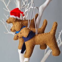 Red Fox Labrador Decoration. Hanging Wool Felt Dog Decoration For Christmas Tree. Handmade Decoration, Xmas Tree Ornament - thumbnail 4